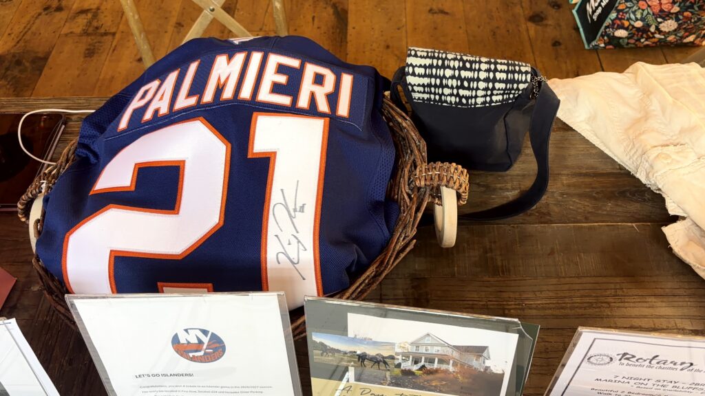 A signed jersey from New York Islanders forward Kyle Palmieri in the silent auction at the Riverhead Rotary Uncorked event. 