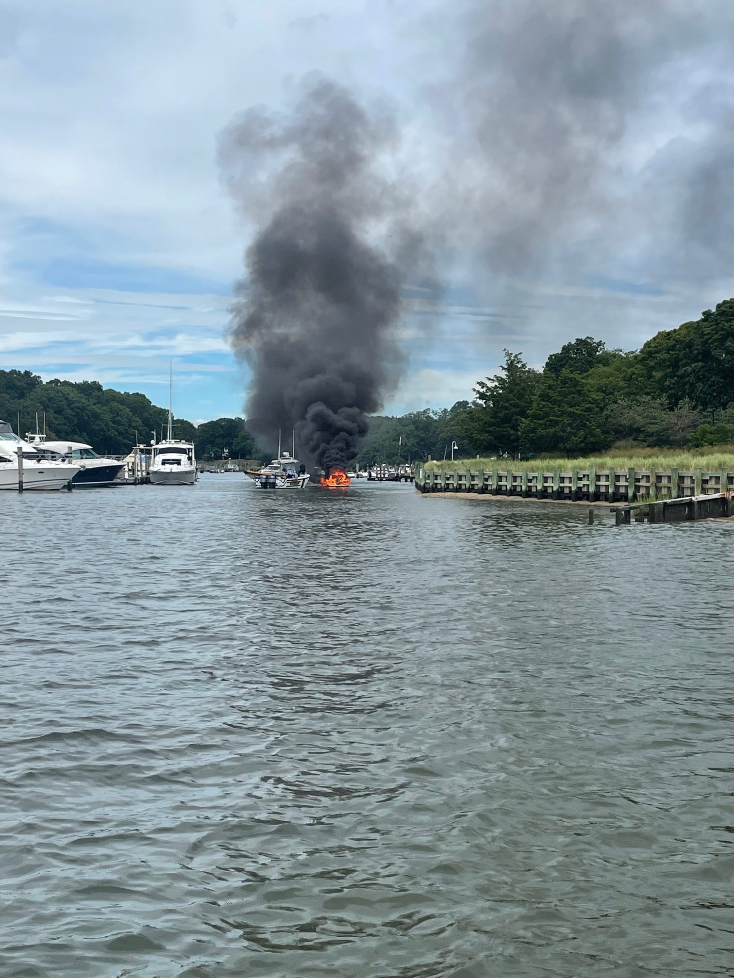 UPDATE Boat explodes, burns fiercely at Island Boatyard Shelter