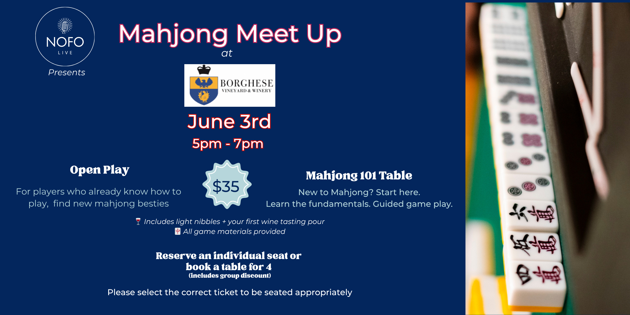 Mahjong Meetup Happy Hour at Borghese Vineyard - presented by NOFO LIVE ...